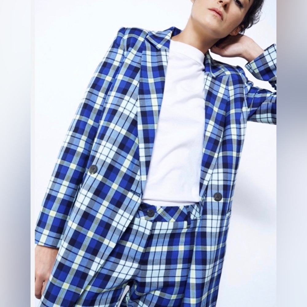 EUC WILDFANG EMPOWER COLLECTION Double Breasted Tartan Plaid Blazer XS